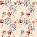 Amusement entertainment park seamless pattern Vector illustration