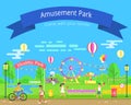 Amusement and Healthy Park Vector Illustration