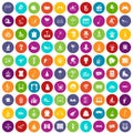 100 amusement icons set color