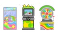 Amusement Machine Isolated on White Background Vector Set Royalty Free Stock Photo