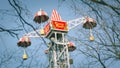 Amusement park attraction, Review from the Ferris wheel,, Krestovsky island, Saint-Petersburg 10 april 2018 Royalty Free Stock Photo