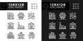 Amusement park attractions pixel perfect linear icons set for dark, light mode Royalty Free Stock Photo
