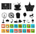 Amusement park black,flat icons in set collection for design. Equipment and attractions vector symbol stock web Royalty Free Stock Photo