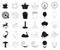 Amusement park black,outline icons in set collection for design. Equipment and attractions vector symbol stock web Royalty Free Stock Photo