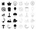 Amusement park black,outline icons in set collection for design. Equipment and attractions vector symbol stock web Royalty Free Stock Photo
