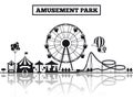 Amusement park silhouette banner design