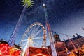 Amusement park at the center of Amsterdam at night.