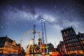 Amusement park at the center of Amsterdam at night. Royalty Free Stock Photo