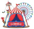 Amusement park with circus dome isolated