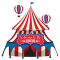 Amusement park with circus dome isolated