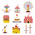 Amusement park collection. Royalty Free Stock Photo