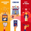 Amusement Park Circus Tickets  3 Vertical  Banners Royalty Free Stock Photo