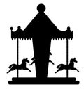Amusement park element, Carousel with horses silhouette.  vector Illustration Royalty Free Stock Photo