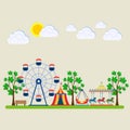 Amusement park, fair with carousels, entertainment Royalty Free Stock Photo