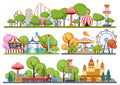 Amusement park horisontal banners. Volumetric color vector illistration. Royalty Free Stock Photo