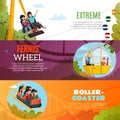 Amusement Park Horizontal Banners Royalty Free Stock Photo