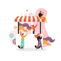 Amusement park ice cream cart vector concept for web banner, website page Royalty Free Stock Photo