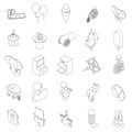 Amusement park icons set, isometric 3d style