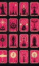 Amusement park icons set. Red and white design. Vector illustration Royalty Free Stock Photo