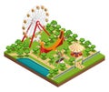 Amusement Park Isometric Composition