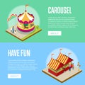 Amusement park isometric horizontal flyers