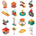 Amusement Park Isometric Icons Collection Royalty Free Stock Photo