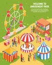 Amusement Park Isometric Poster