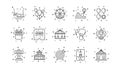 Amusement park line icons. Carousel, Roller coaster and Circus. Linear icon set. Vector Royalty Free Stock Photo