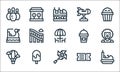 Amusement park line icons. linear set. quality vector line set such as bumper car, pinwheel, hot air balloon, ticket, ice cream,