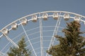 Amusement park. People having fun. Ferries wheel and roller coaster. Royalty Free Stock Photo