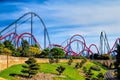 Amusement park Port Aventura, roller coaster Royalty Free Stock Photo