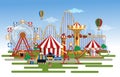 Amusement Park Rides Fun Fair Carnival Flat Vector Illustration Royalty Free Stock Photo