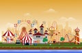 Amusement Park Rides Fun Fair Carnival Flat Vector Illustration Royalty Free Stock Photo