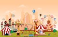 Amusement Park Rides Fun Fair Carnival Flat Vector Illustration Royalty Free Stock Photo