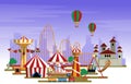 Amusement Park Rides Fun Fair Carnival Flat Vector Illustration Royalty Free Stock Photo