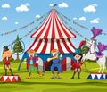 Amusement park scene with circus dome