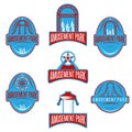 Amusement park sport labels set vector design