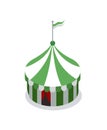 Amusement park striped tent isometric 3D element