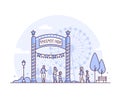 Amusement park - thin line design style vector illustration Royalty Free Stock Photo