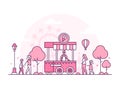 Amusement park - thin line design style vector illustration Royalty Free Stock Photo