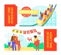 Amusement park ticket design, vector illustration. Circus entertainment background, carnival tent at fun invitation Royalty Free Stock Photo