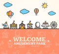 Amusement Park Welcome Card. Vector