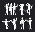 Amusement People Poses Set of White Pictograms