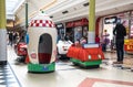 Amusement rides for children in a modern shopping centrte mall