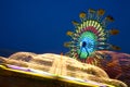 Amusement Rides with Movement Blur Kentucky State Fair Midway Royalty Free Stock Photo