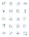 Amusement trade linear icons set. Theme, Funhouse, Rides, Kiddie, Arcade, Adventure, Carnival line vector and concept