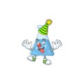 Amusing Clown blue chemical bottle cartoon character mascot style