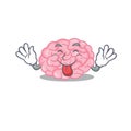 An amusing face human brain cartoon design with tongue out