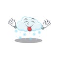 An amusing face snowy cloud cartoon design with tongue out