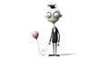 Amusing Funny Single Character, on White Isolated Background,